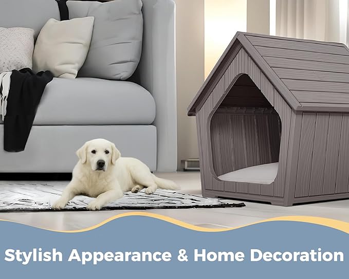 VIXZEN Dog House Outdoor Indoor for Small Dog (Grey)