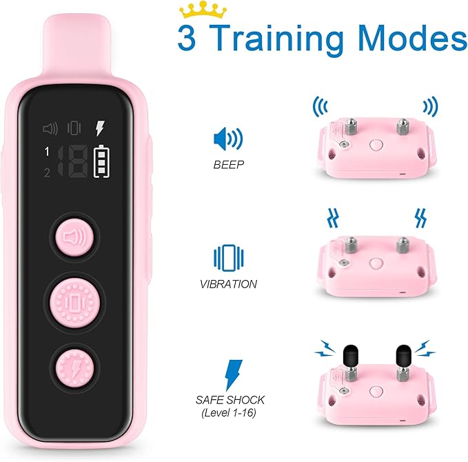 Bousnic Dog Shock Collar for 2 Dogs - (8-120lbs) Waterproof Rechargeable Electric