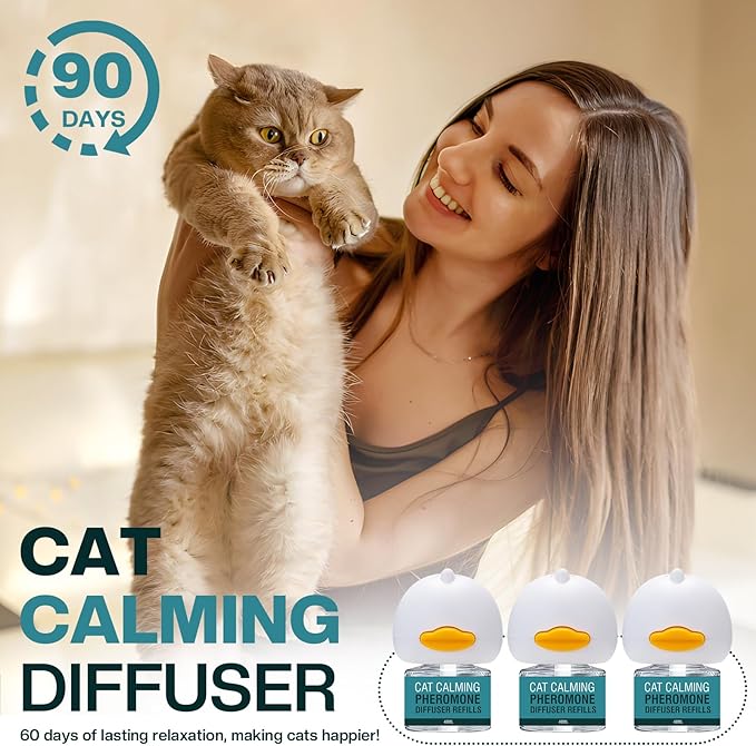 Cat Calming Pheromones Diffuser: 6-in-1 Kit Cat Appeasing Pheromone Diffuser to Calm (2 Plugin+4x48ml Refills) for Comfort Reduces Stress Anxiety, Long-Lasting Appeasing Pheromone for Pet Cat (6in1)