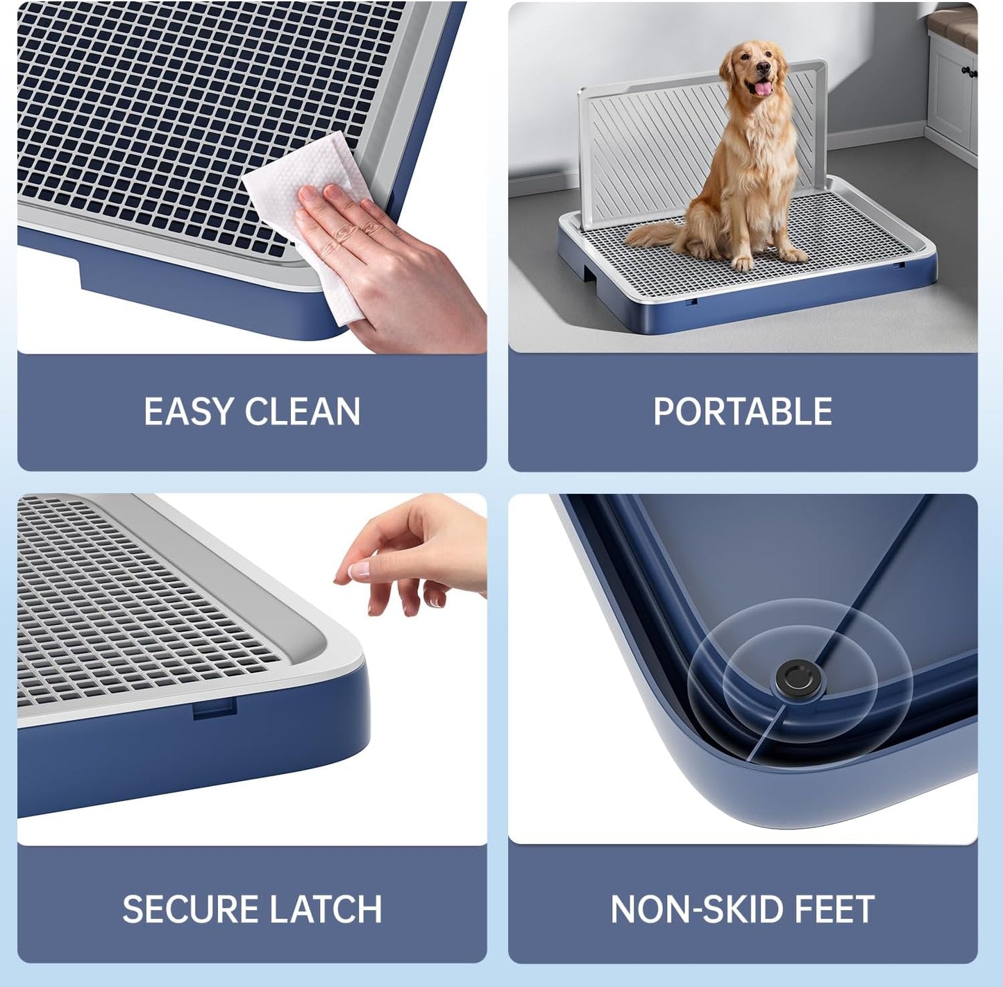 Indoor Dog Potty Tray with High Wall,25.59"X19.69" Pee Pad Holder,Dogs Litter Box