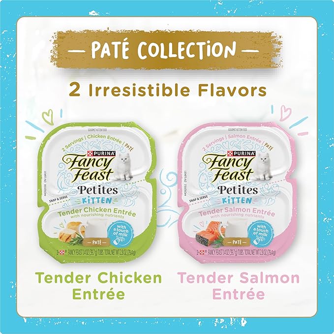 Purina Fancy Feast Petites Kitten Tender Pate Gourmet Wet Kitten Food Variety Pack - 12 ct. Tub