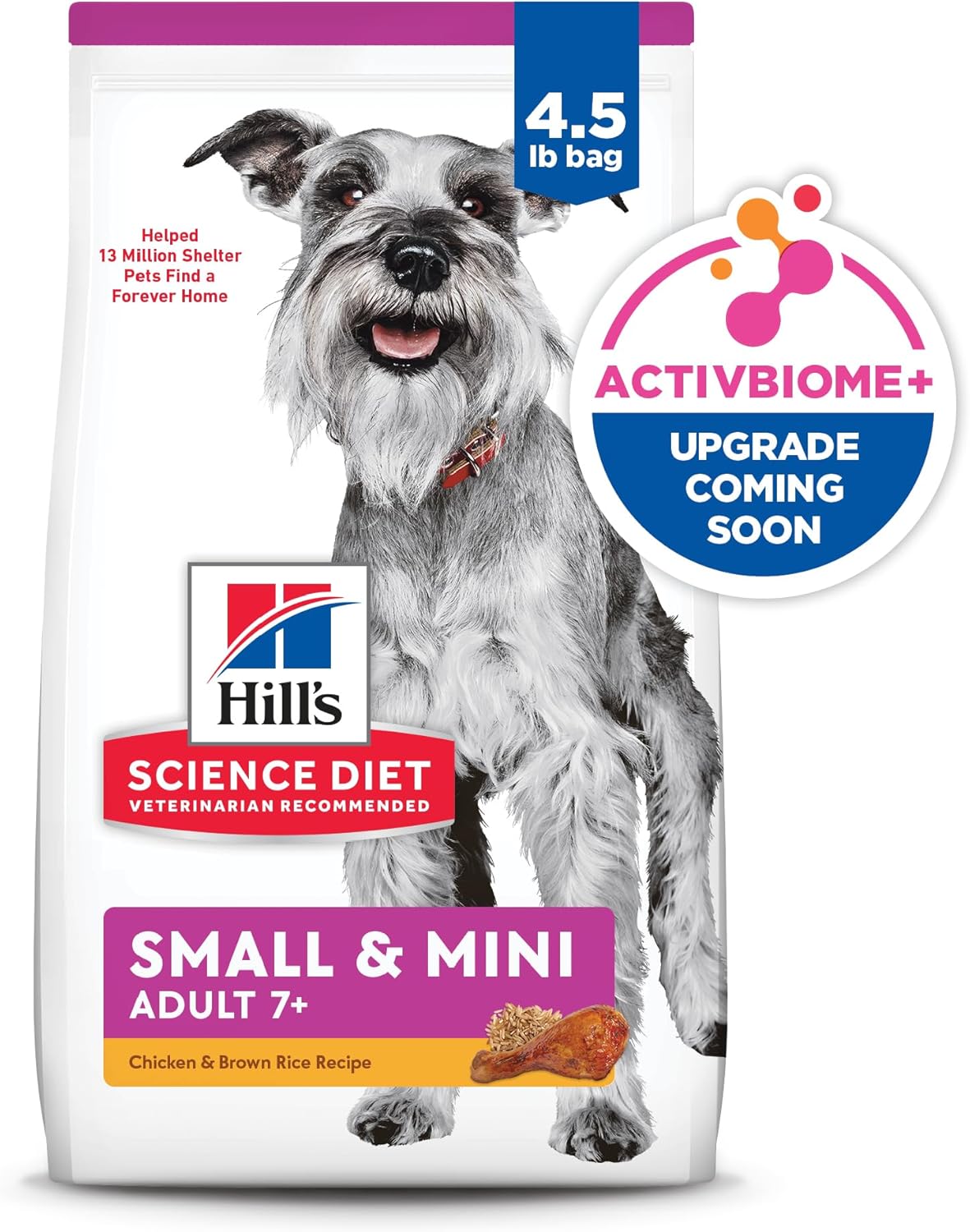 Hill's Science Diet Small & Mini, Senior Adult 7+, Small & Mini Breeds Senior Premium Nutrition, Dry Dog Food, Chicken, Brown Rice, & Barley, 4.5 lb Bag