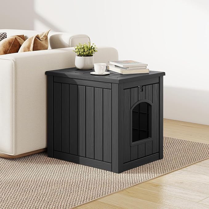 Fancyango Outdoor & Indoor Dog House (Classic Black, 22.8" L × 17.7" W × 21.7" H)
