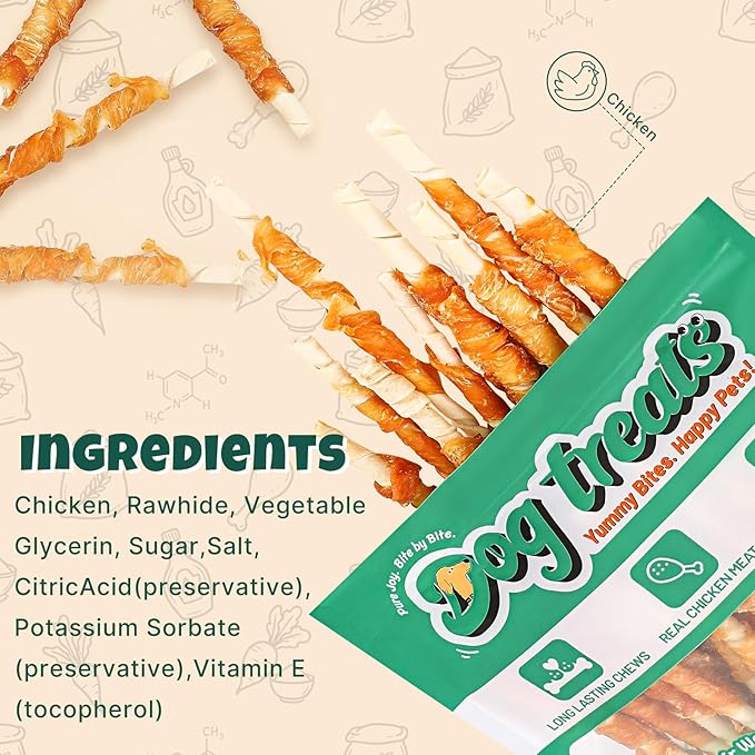 M-PETS Chicken Wrapped Dog Treats 30 pcs Rawhide Chews Sticks, Puppy Training Treat, Snacks for Small and Medium Dogs