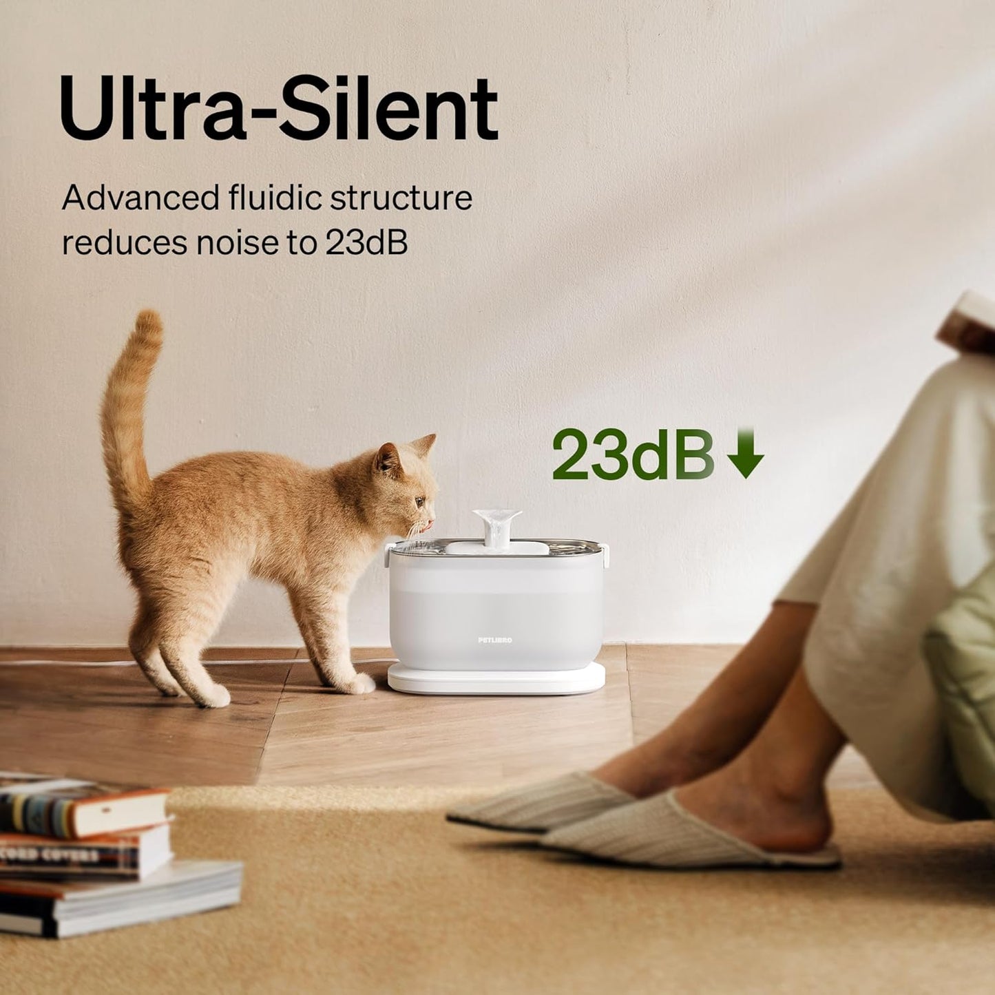PETLIBRO Cat Water Fountain with Wireless Pump, 2.5L/84oz Pet Water Fountain for Cats Indoor Stainless Steel, Cat Water Dispenser with Two Flow Modes, Pat Fountain for Drinking Easy Clean, BPA-Free
