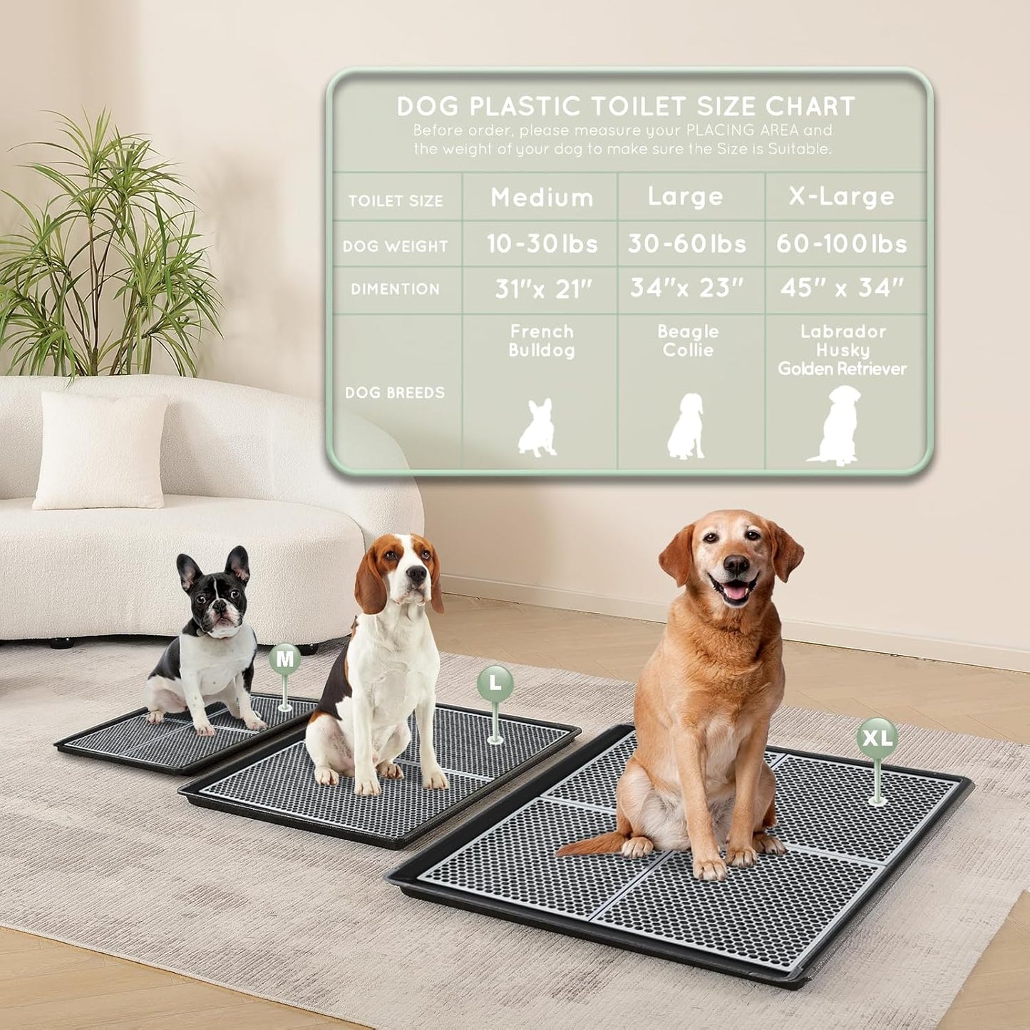 HQ4us Dog Pee Pad Holder Tray with Grate 45”×34”, Large Dog Litter Box Toilet