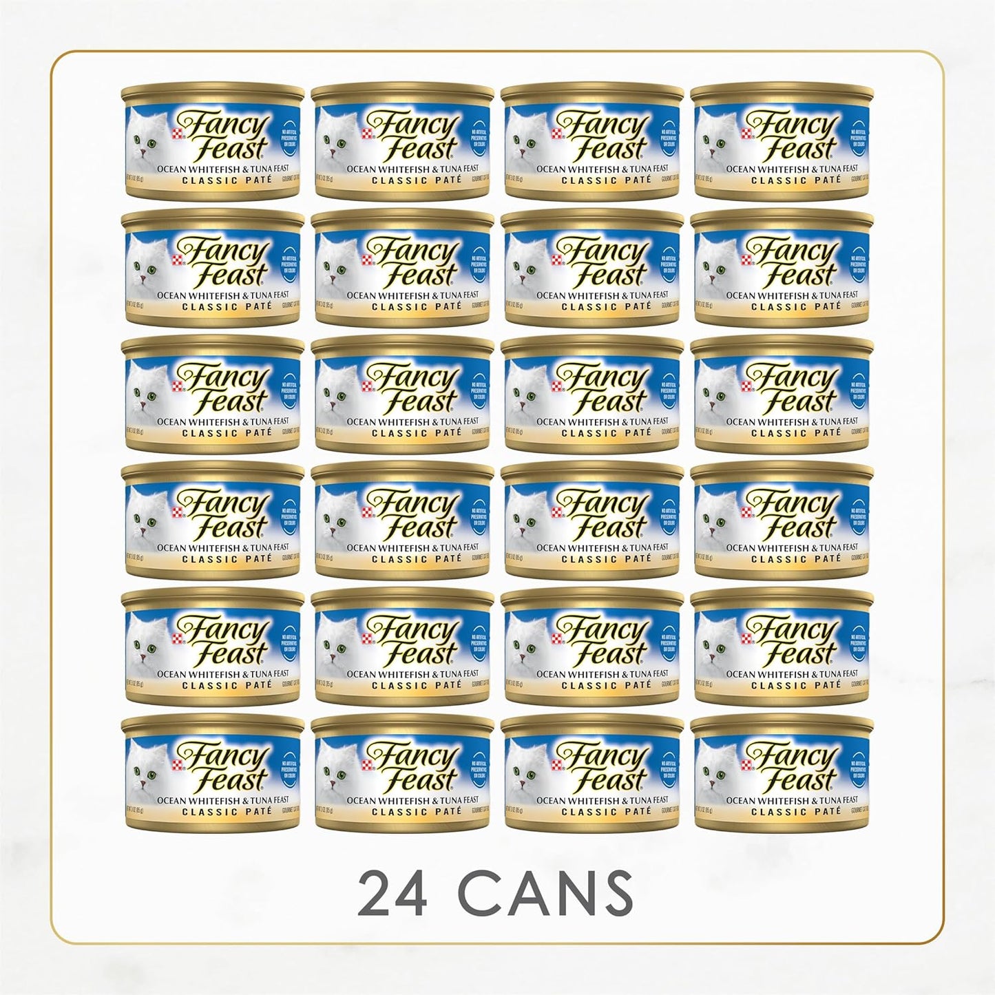Purina Fancy Feast Classic Pate Ocean Whitefish and Tuna Feast Classic Grain Free Wet Cat Food Pate - (Pack of 24) 3 oz. Cans