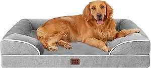 EHEYCIGA Orthopedic Dog Beds for Extra Large Dogs 44x32Inch, Waterproof Memory Foam XL Pet Bed with Sides, Grey