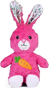 DODODOLA Stuffed Dog Toys Durable Plush Dog Toy with Crinkle Paper Cute Elephant Squeaky Dog Toys Dog Chew Toys for Medium Large Breed (Pink Rabbit)