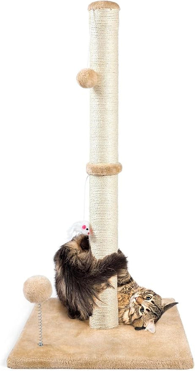 ANWA 32" Tall Cat Scratching Posts for Indoor Cats, 3-in-1 , Beige