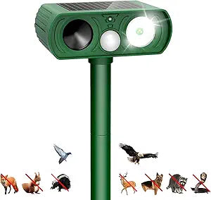Animal Deterrent Devices Outdoor, Solar Animal Repeller with Motion Sensor Animal Repeller to Repel Cat, Deer, Squirrel, Rabbit, Skunk, Dog (Green - 1 Pack)