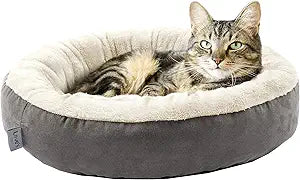 Love's cabin Round Donut Cat and Dog Cushion Bed, 20in Bed for Cats or Small Dogs,Gray