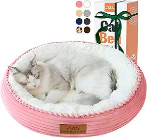 20in Washable Cat Beds for Indoor Cats - Round Donut Pet Bed for Cats, Small Dogs