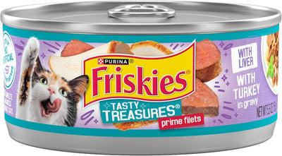 Purina Friskies Wet Cat Food Tasty Treasures With Turkey and Liver in Gravy - (Pack of 24) 5.5 oz. Cans