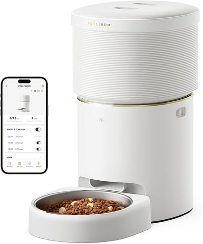 PETLIBRO Vacuum-Sealed Automatic Dog Feeder, 5G Wi-Fi Automatic Cat Feeder with 8L/34Cups and 187mm Large Food Tray, Automatic Cat Food Dispenser for Airtight Storage, Space Pet Feeder for Pet, Black