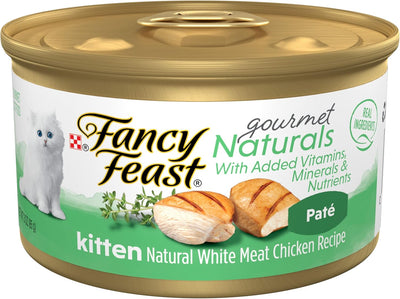 Purina Fancy Feast Grain Free Pate Wet Kitten Food Gourmet Naturals White Meat Chicken Recipe - (Pack of 12) 3 oz. Cans