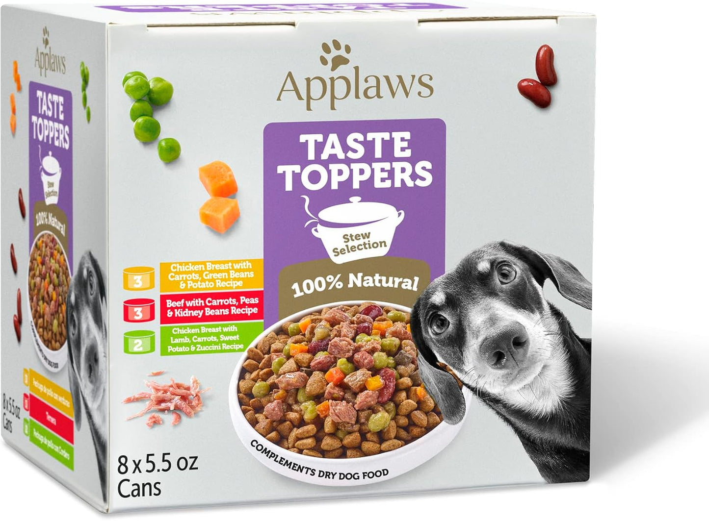 Applaws Taste Toppers, Grain-Free Dog Food Topper, Limited Ingredient, Stew Variety Pack (8 x 5.5oz Cans)