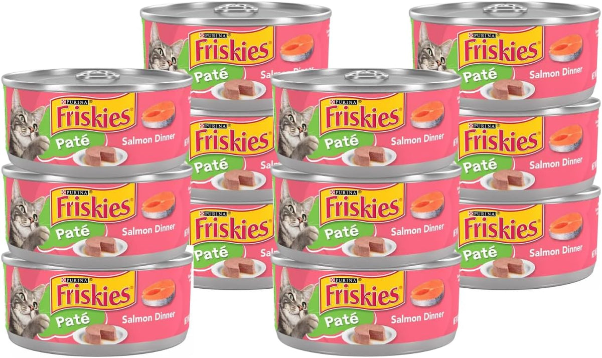 Friskies Purina Salmon Dinner Pate Wet Cat Food 5.5 Ounce (Pack of 12)