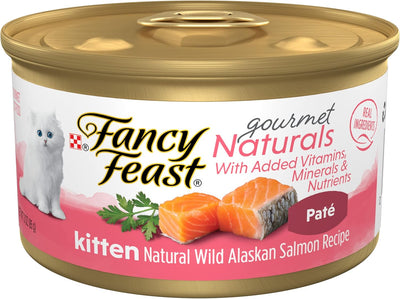 Purina Fancy Feast Grain Free Pate Wet Kitten Food Gourmet Naturals Wild Alaskan Salmon Recipe - (Pack of 12) 3 oz. Cans