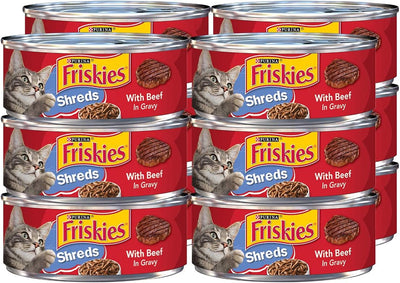 Friskies Purina Shreds Wet Cat Food, Beef Gravy, 5.5 OZ Cans (12-Count)