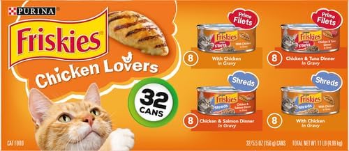Friskies Wet Cat Food, Chicken Lovers Variety Pack, (32) 5.5 Oz Cans