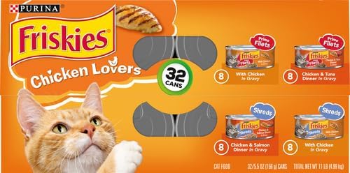 Friskies Wet Cat Food, Chicken Lovers Variety Pack, (32) 5.5 Oz Cans