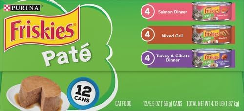 Friskies Wet Cat Food, Friskies Pate, 3-Flavor Variety Pack, 5.5-Ounce Can, Pack of 12
