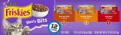 Friskies Wet Cat Food, Meaty Bites, 3-Flavor Variety Pack, 5.5-Ounce Can, Pack Of 12