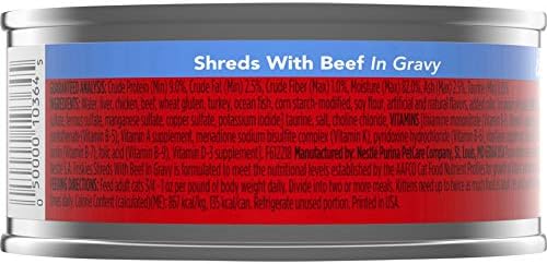 Friskies Purina Shreds Wet Cat Food, Beef Gravy, 5.5 OZ Cans (12-Count)