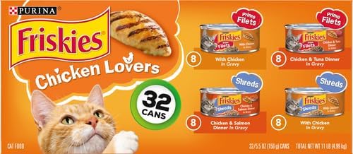 Friskies Wet Cat Food, Chicken Lovers Variety Pack, (32) 5.5 Oz Cans