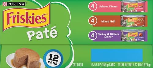 Friskies Wet Cat Food, Friskies Pate, 3-Flavor Variety Pack, 5.5-Ounce Can, Pack of 12