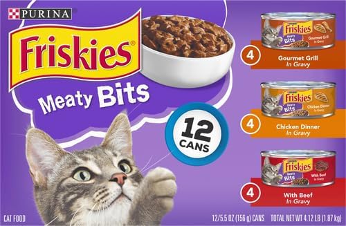 Friskies Wet Cat Food, Meaty Bites, 3-Flavor Variety Pack, 5.5-Ounce Can, Pack Of 12
