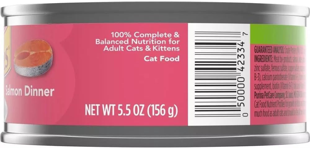 Friskies Purina Salmon Dinner Pate Wet Cat Food 5.5 Ounce (Pack of 12)