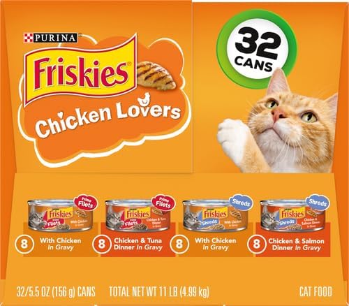 Friskies Wet Cat Food, Chicken Lovers Variety Pack, (32) 5.5 Oz Cans