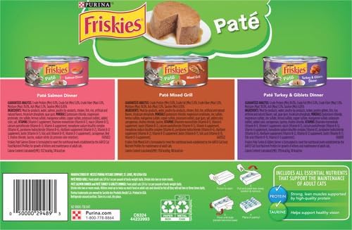 Friskies Wet Cat Food, Friskies Pate, 3-Flavor Variety Pack, 5.5-Ounce Can, Pack of 12