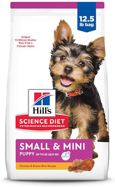 Hill's Science Diet Puppy Small & Mini Breeds Dry Dog Food, Chicken & Brown Rice, 12.5 lb. Bag
