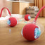 Automatic Cat Ball, RED, LED Lights, Indoors for Active Cats - Rechargeable, Smart Rolling, Speedy Tail/Rope