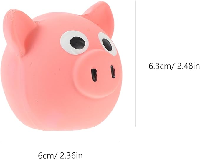 POPETPOP Squeaky Pig Dog Toys : Latex Dog Squeaky Toys for Chewing and Training Activities, 2.48X2.36X2.36in (Pink)