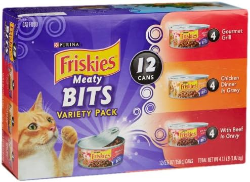 Friskies Wet Cat Food, Meaty Bites, 3-Flavor Variety Pack, 5.5-Ounce Can, Pack Of 12