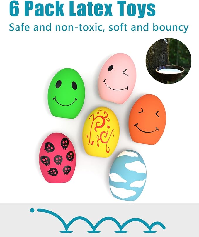 Dog Toys, Squeaky Latex Rubber Bouncy Balls, Squeaky Egg Dog Toys Balls(6 Pack, Small)