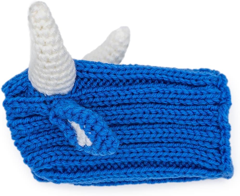 Zoo Snoods Blue Ox Costume - Warm Knit Dog Snood Wrap for Pets, Neck Ear Cover Protection for Halloween Winter (Small)