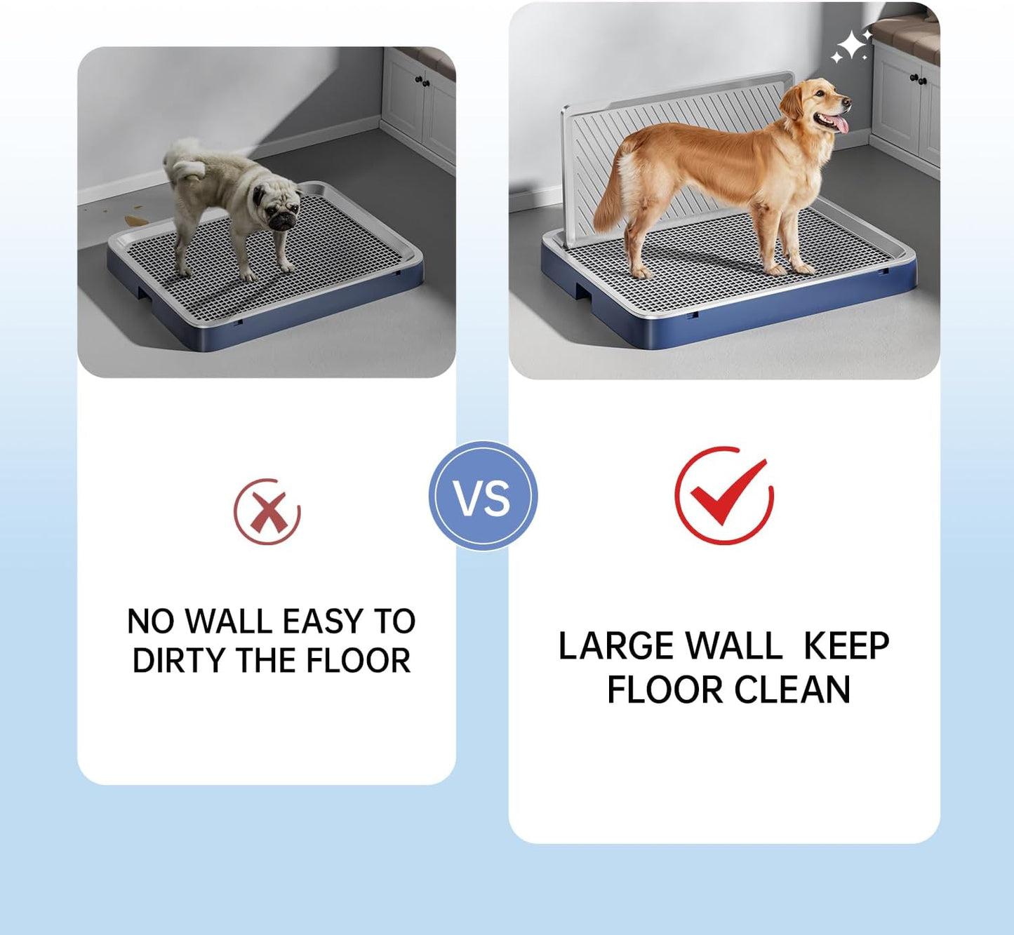 Indoor Dog Potty Tray with High Wall,25.59"X19.69" Pee Pad Holder,Dogs Litter Box