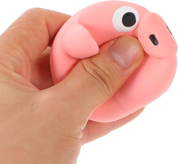 POPETPOP Squeaky Pig Dog Toys : Latex Dog Squeaky Toys for Chewing and Training Activities, 2.48X2.36X2.36in (Pink)