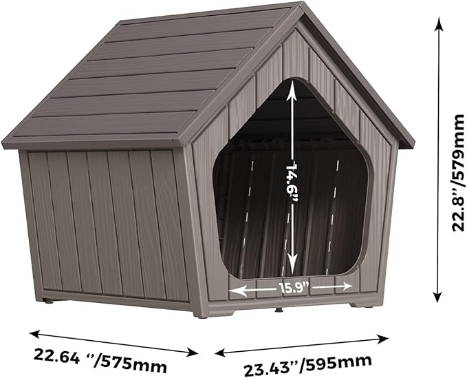 VIXZEN Dog House Outdoor Indoor for Small Dog (Grey)