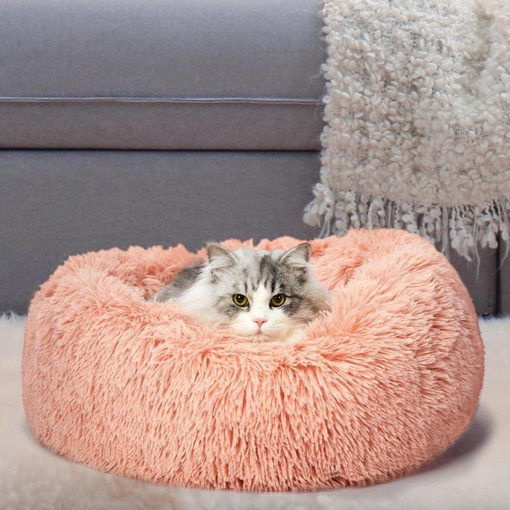 PaWz Pet Bed Dog Beds Mattress Bedding Cat Pad Mat Cushion Winter Pink, Calming Donut Dog Bed Medium, Large