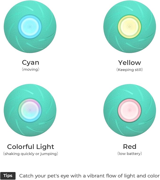 Interactive Dog Toys, Wicked Ball PE, 3 Interactive Modes,Enhanced Rubber Active Rolling Dog Toy with LED Lights for Medium Large Dogs