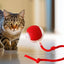 Automatic Cat Ball, RED, LED Lights, Indoors for Active Cats - Rechargeable, Smart Rolling, Speedy Tail/Rope