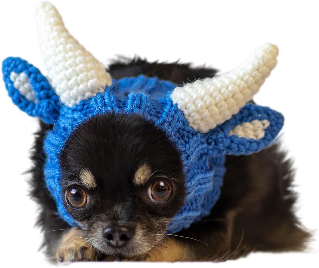 Zoo Snoods Blue Ox Costume - Warm Knit Dog Snood Wrap for Pets, Neck Ear Cover Protection for Halloween Winter (Small)