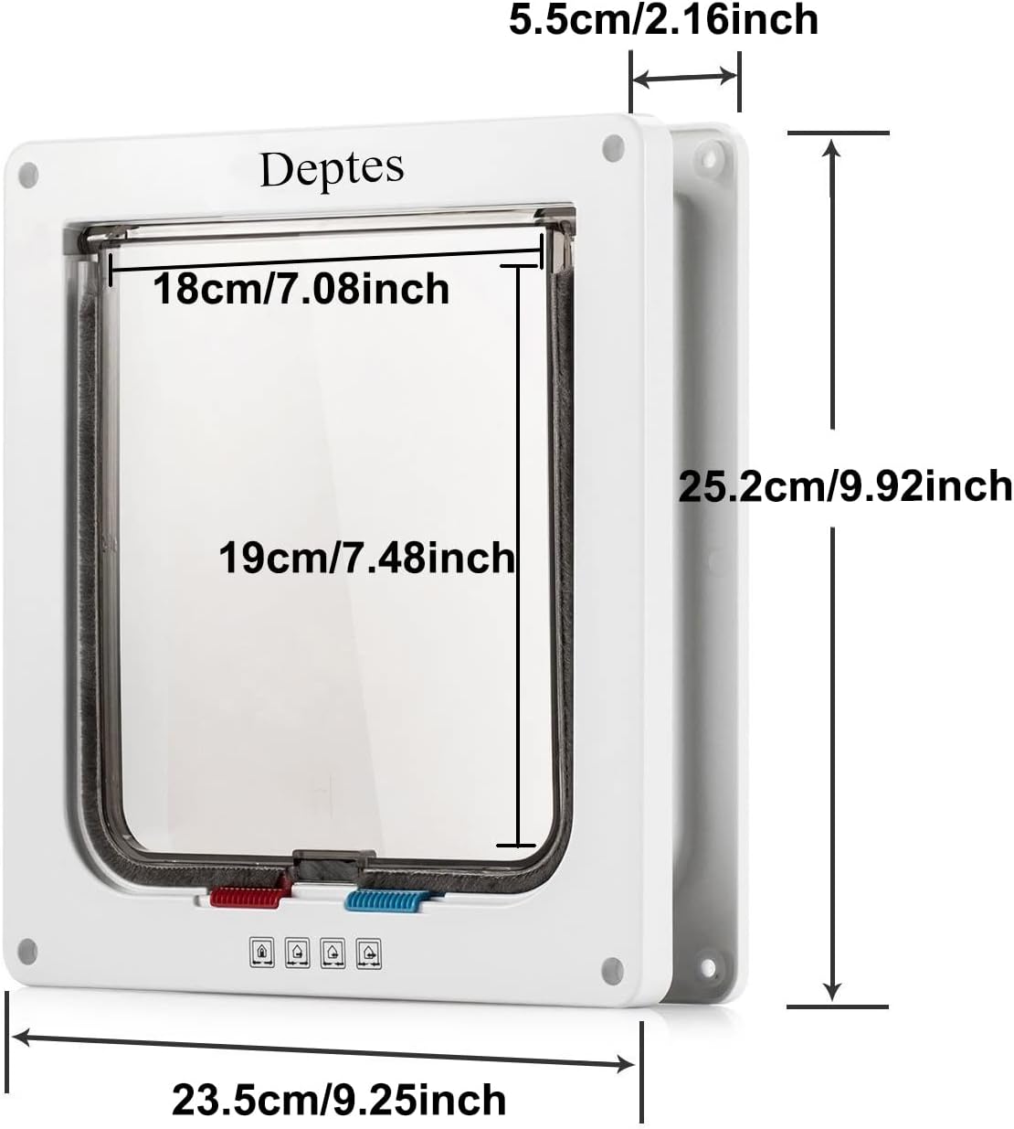 Depets Large Cat Door (Outer Size 9.9" x 9.2"), 4 Way Locking Cat Flap Door for Interior Exterior Doors