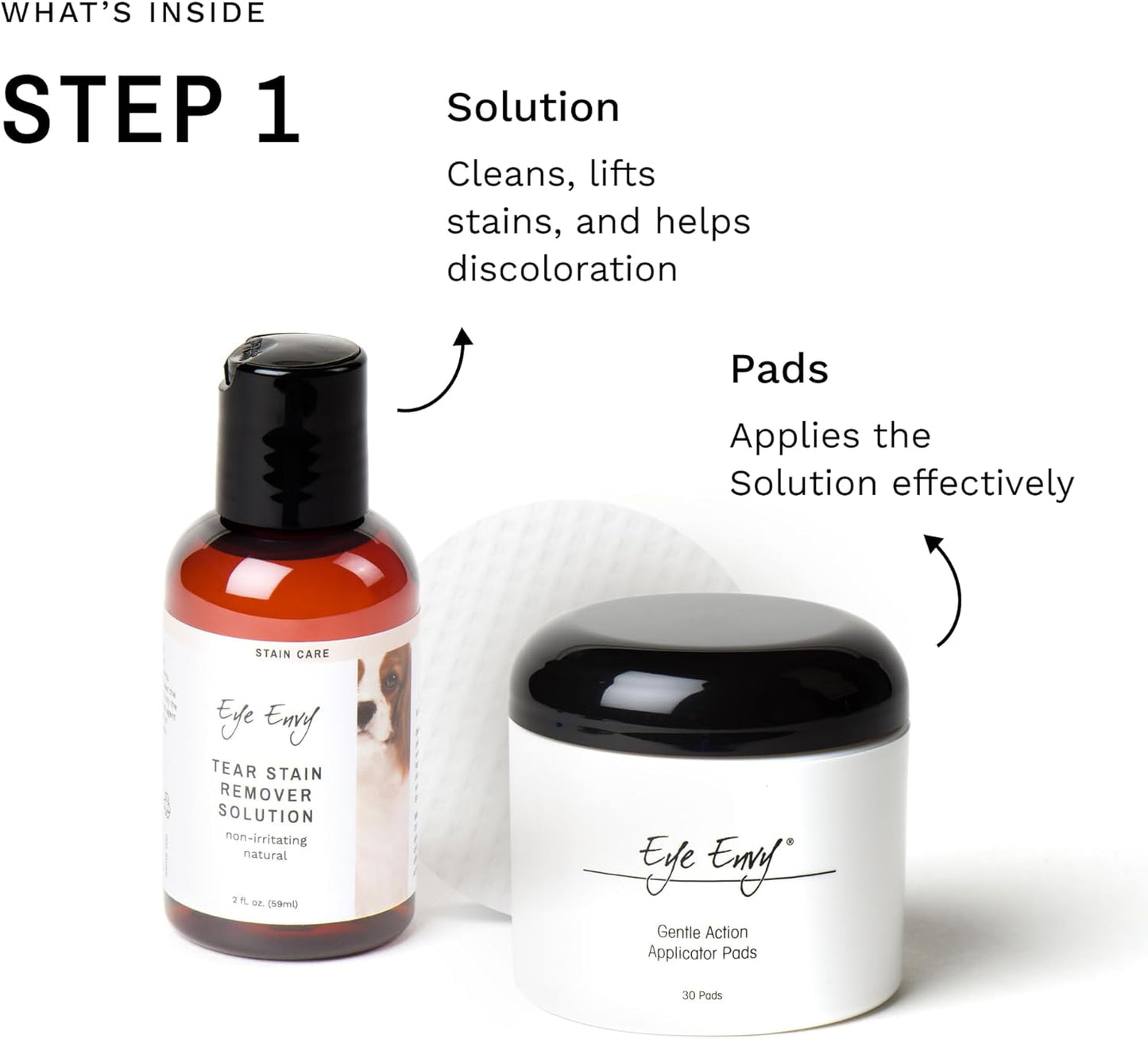 Eye Envy Dog Tear Stain Remover Starter Kit. 100% Natural, Safe. Contains: Stain Solution